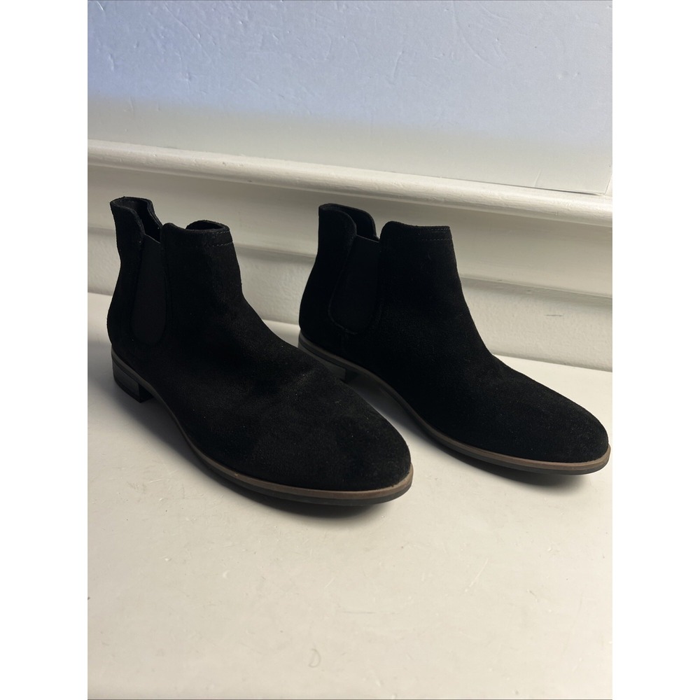 Clarks Women S Collection Trish Chelsea‎ Black Sued Bootie Boots Women Shoes 7.5